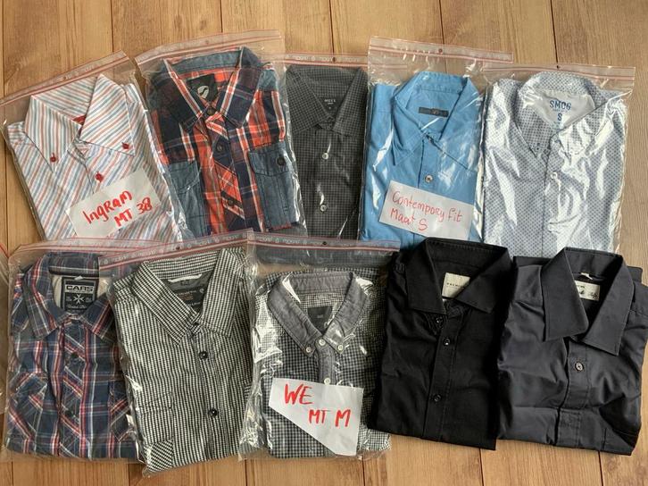 10 nette heren overhemden maat S/M - weinig gedragen, Kleding | Heren, Overhemden, Zo goed als nieuw, Halswijdte 38 (S) of kleiner