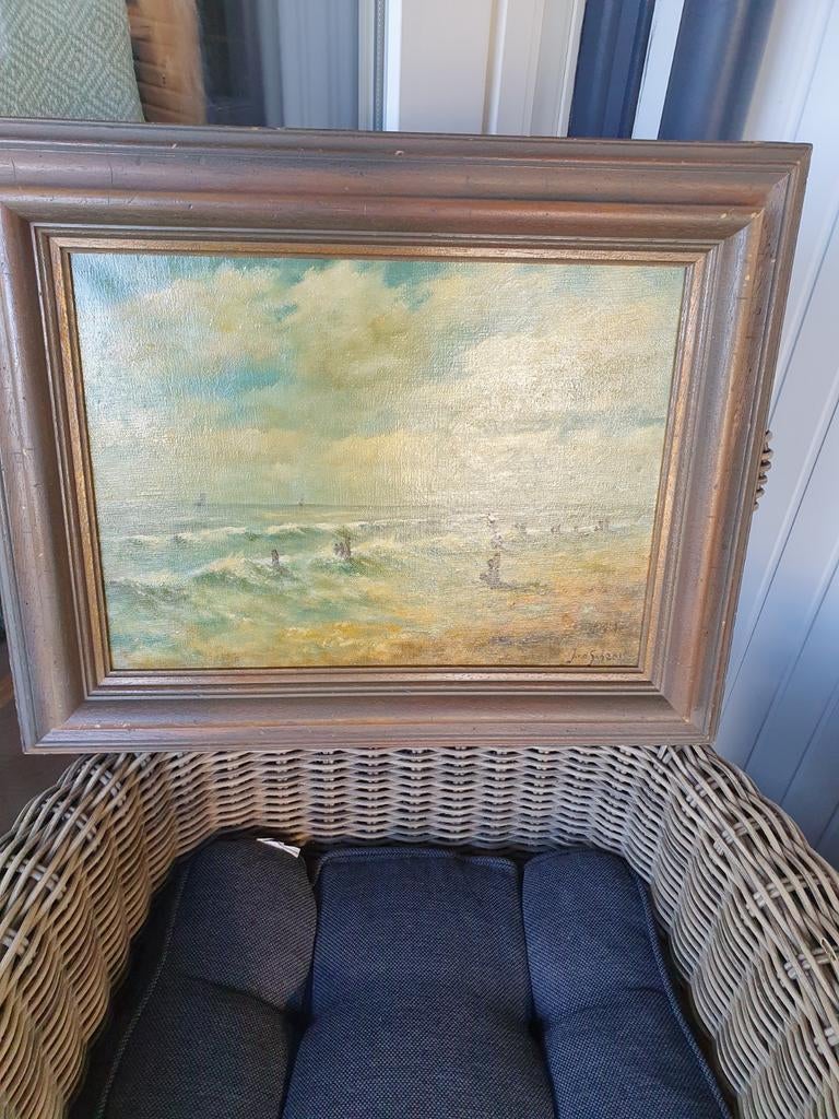 Oud schilderij van een woeste zee jan van scheer, Antiek en Kunst, Kunst | Schilderijen | Klassiek, Ophalen of Verzenden