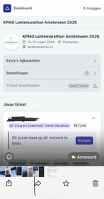 Halve marathon Amstelveen startbewijs, Ophalen of Verzenden, Nieuw, Overige typen, Overige merken