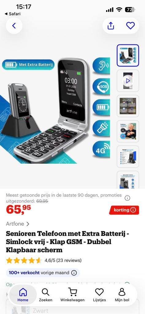 Amplicomms PowerTel M7000i Senioren Telefoon, Telecommunicatie, Mobiele telefoons | Overige merken, Geen camera, Nieuw, Inklapmodel
