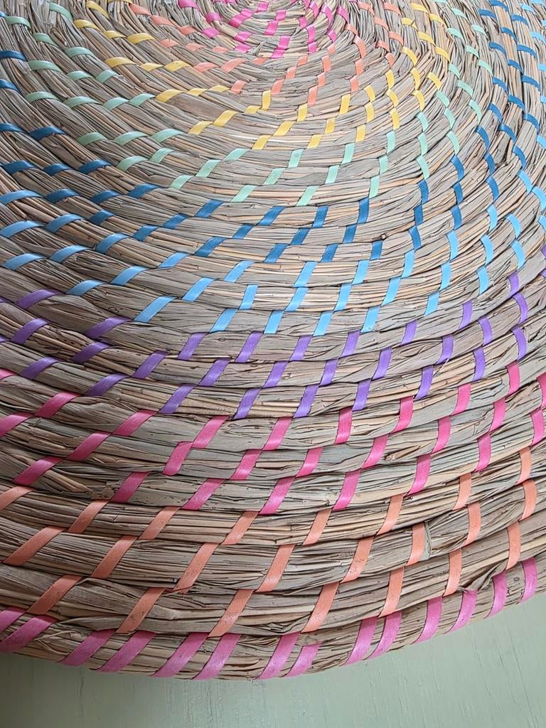 Ronde rieten mat, Huis en Inrichting, Stoffering | Tapijten en Kleden, Ophalen, Zo goed als nieuw, Rond, 100 tot 150 cm