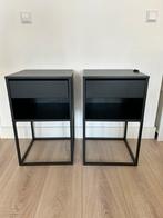 2x IKEA VIKHAMMER Nachtkastjes Zwart, Huis en Inrichting, Ophalen, Gebruikt, Minder dan 45 cm, Metaal of Aluminium
