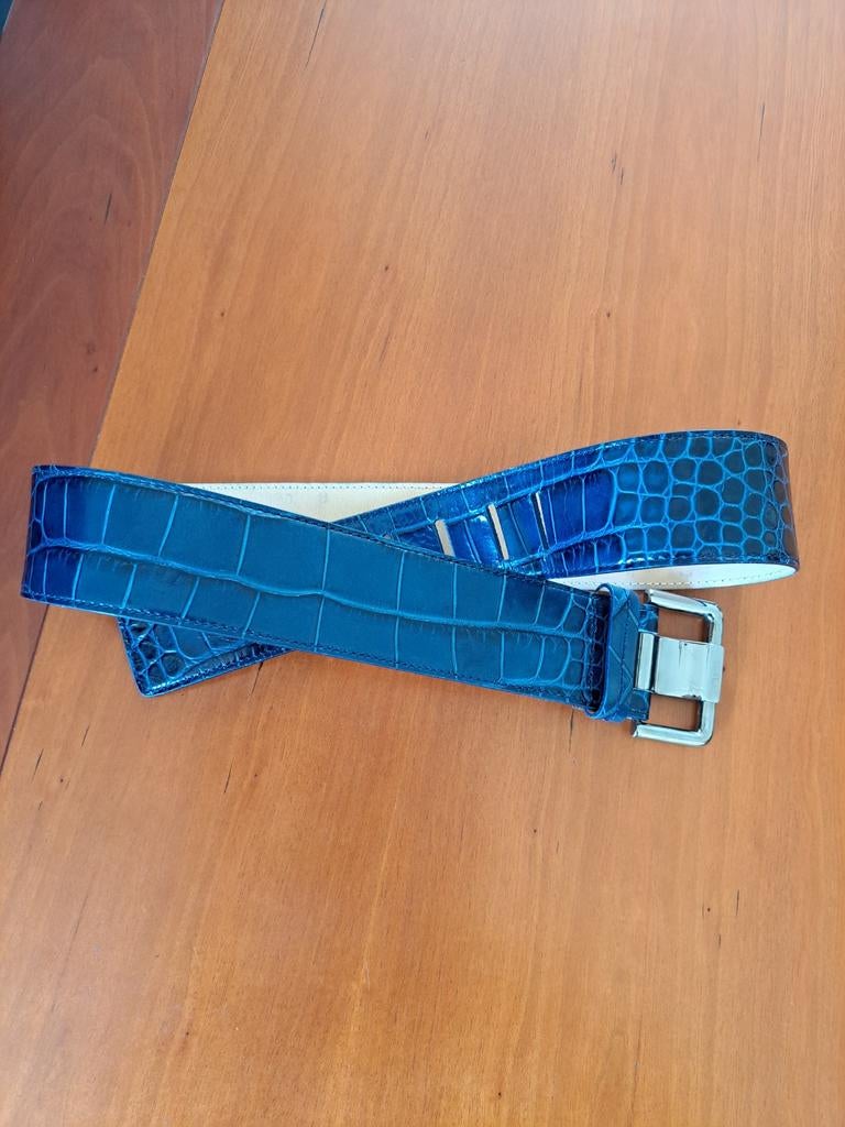 Leren riem Furla donkerblauw 95cm, Kleding | Dames, Riemen en Ceinturen, Overige kleuren, 3 tot 5 cm, Furla, Echt leder