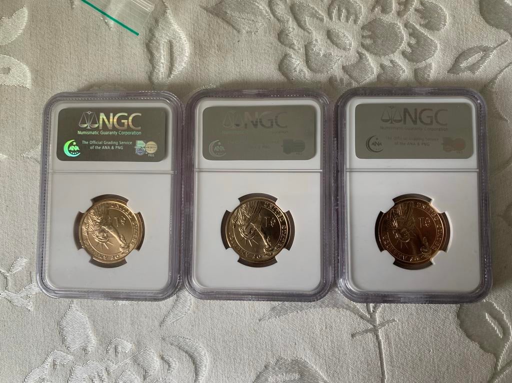 Vergulde munten presidenten in slab en gecertificeerd, Ophalen of Verzenden, Zilver