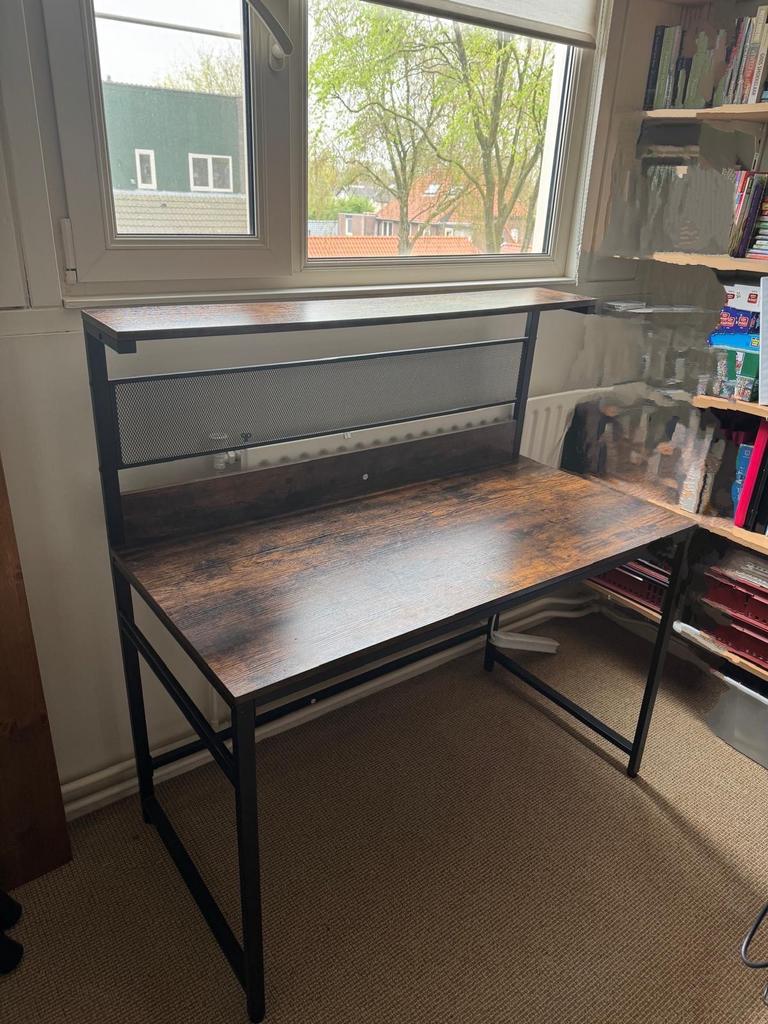 Bureau met opzetstuk - Industrieel design, Ophalen, Opzetstuk, Hout, Bruin