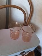 Twee roze glazen  vaasjes Leerdam?, Ophalen of Verzenden