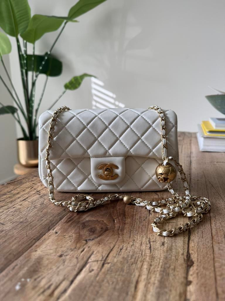 Creme witte designer tas, Ophalen of Verzenden, Zo goed als nieuw, Wit