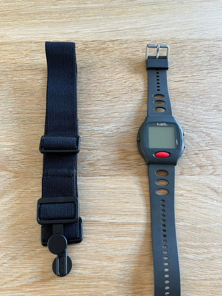 Polar hartslagband met horloge en opbergcase, Ophalen of Verzenden, Gebruikt, Polar, Met borstriem
