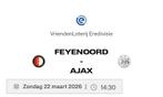 TE KOOP | 2x | tickets | kaarten | Feyenoord - Ajax, Tickets en Kaartjes, Losse kaart, Twee personen, Maart, Buitenland