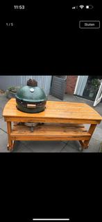 Big Green Egg Medium met originele tafel en accessoires, Tuin en Terras, Houtskoolbarbecues, Ophalen, Gebruikt, Met accessoires