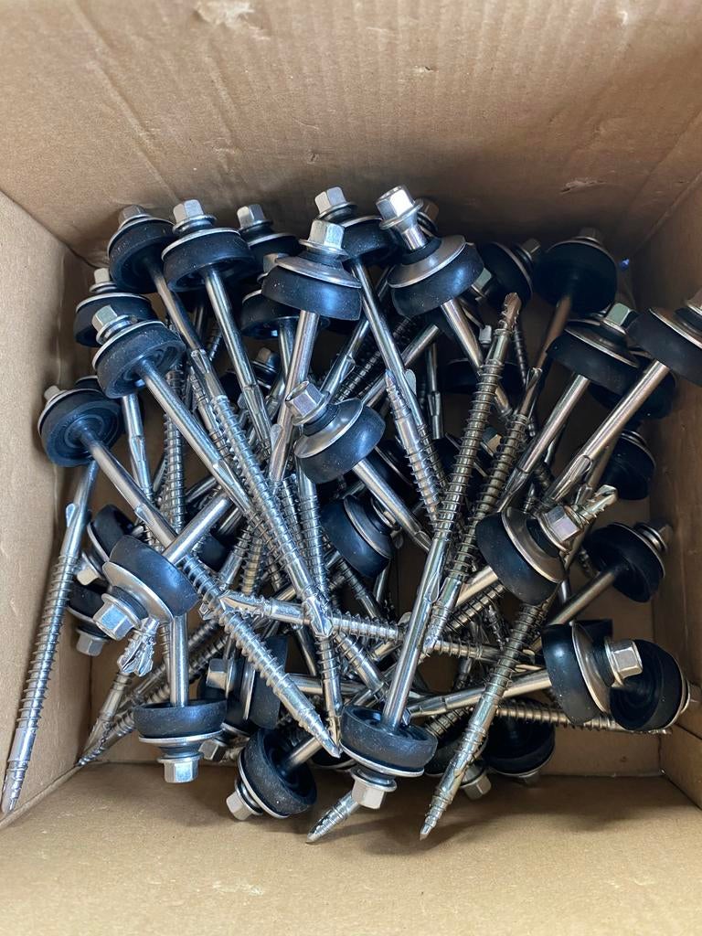 50 stuks NES Golfplaatbouten RVS 6,5x130 mm, Doe-het-zelf en Verbouw, 100 tot 250 mm, Nieuw, Ophalen of Verzenden, Rvs
