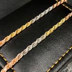 14 karaat gouden ketting rope massief schakel tricolour, Sieraden, Tassen en Uiterlijk, Kettingen, Ophalen of Verzenden, Zo goed als nieuw