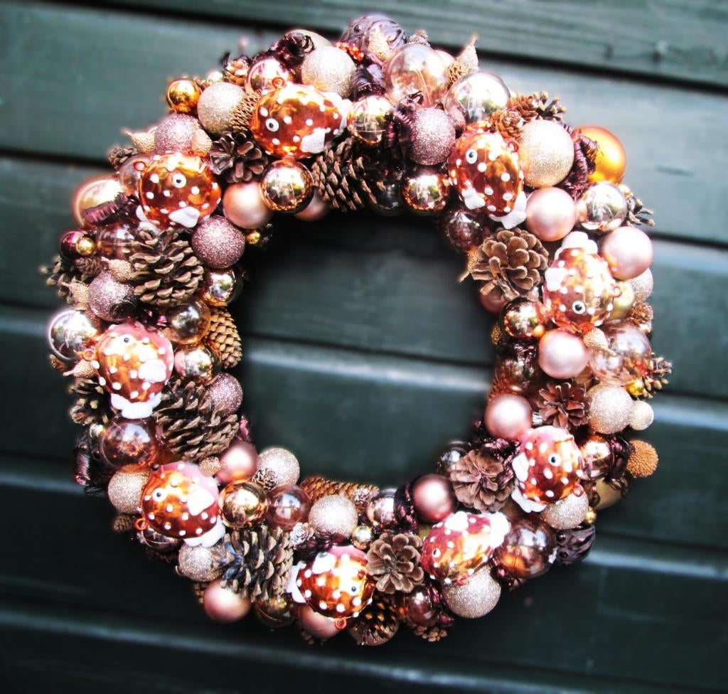 Gouden Bruine Kerstkrans Krans met Engelen 54 cm Nieuw !!, Huis en Inrichting, Ophalen of Verzenden, Nieuw