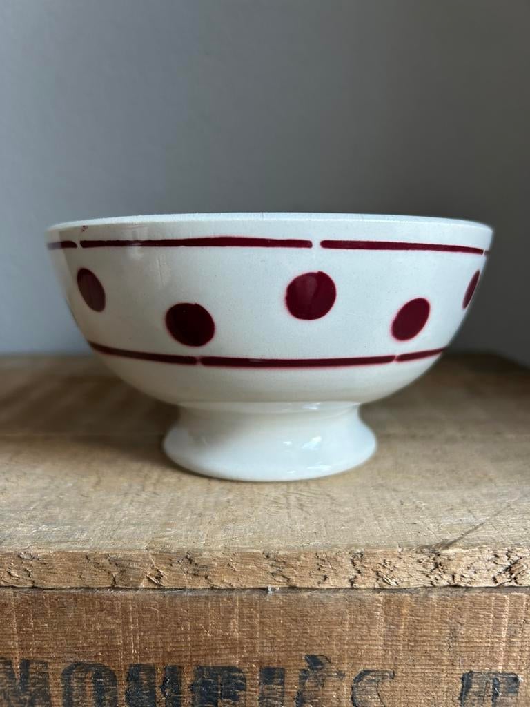 Franse spoelkom stip rood wit, Ophalen of Verzenden