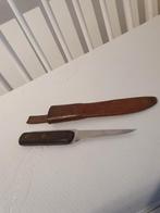 Matrozenmes met bruine leren schede - Roestvrij, Ophalen of Verzenden, Overige soorten, Mes of Dolk