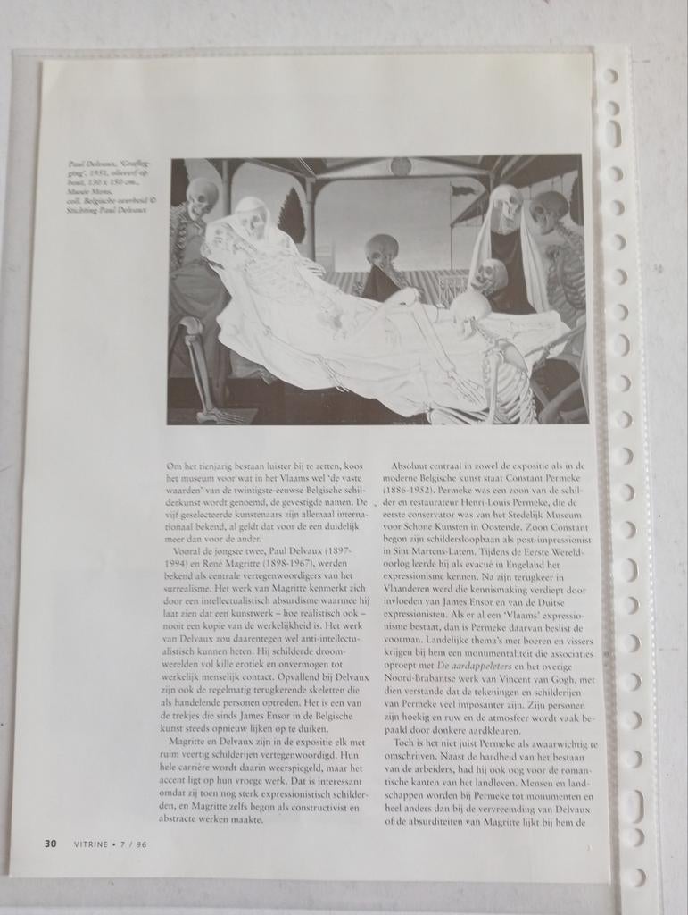 James Ensor Paul Delvaux Leon Spilliaert Magritte Permeke, Ophalen of Verzenden, 1980 tot heden, Knipsel(s)