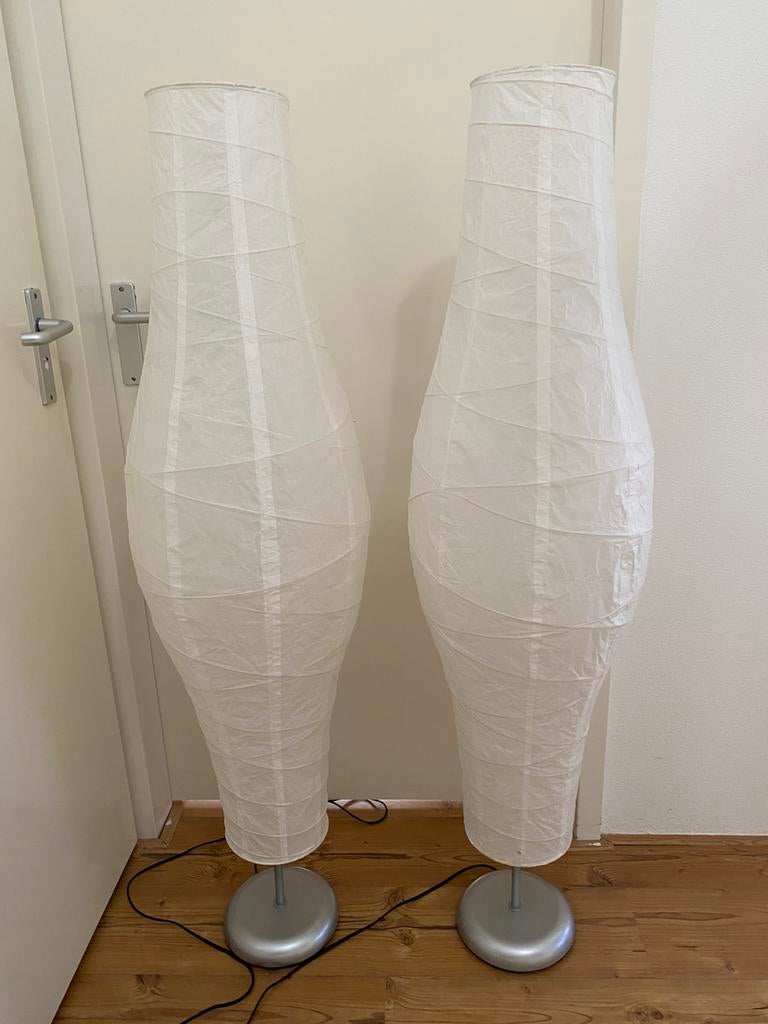 2 stalampen ikea rijstpapier, Huis en Inrichting, Lampen | Vloerlampen, Ophalen, Gebruikt, 100 tot 150 cm