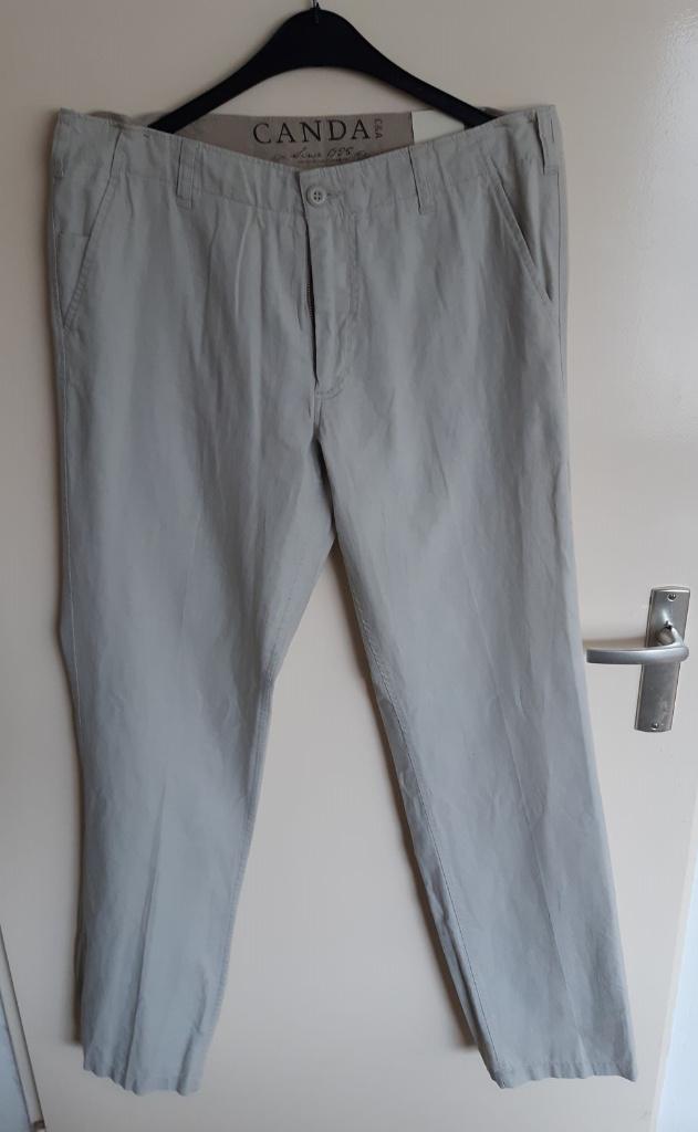 Nieuwe linnen-katoenen heren broek Canda, Maat 48/50 (M), Beige, Nieuw, Ophalen of Verzenden