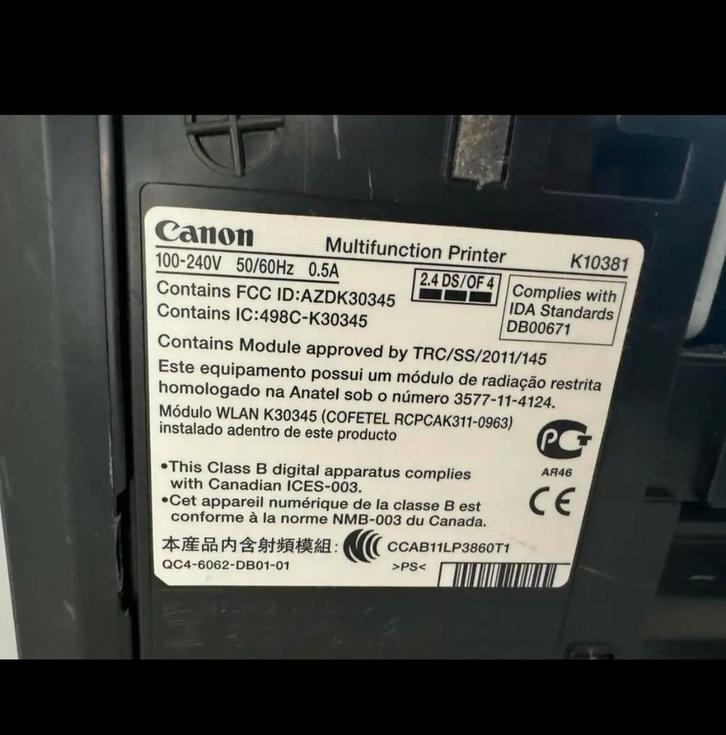 Canon Multifunction Printer K10381, Computers en Software, Printers, Gebruikt, All-in-one, Inkjetprinter, Kleur printen, Ingebouwde Wi-Fi
