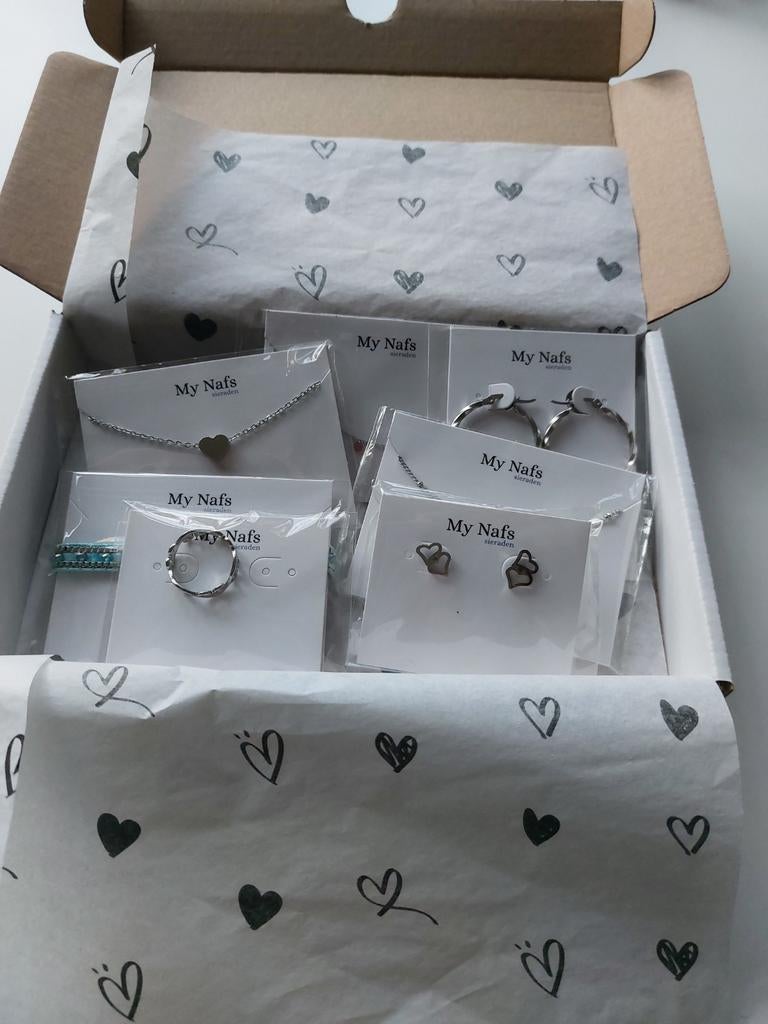 Box sieraden zilverkleurig stainless steel, Sieraden, Tassen en Uiterlijk, Verzenden, Nieuw, Overige kleuren