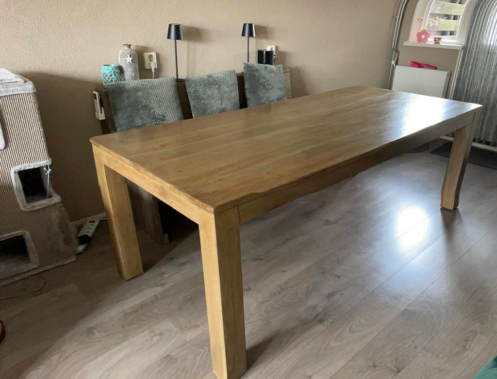 Eiken eetkamertafel, Huis en Inrichting, Tafels | Eettafels, Ophalen, Gebruikt, Eikenhout, 200 cm of meer