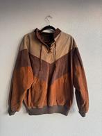 Vintage retro bruine beige patchwork leren bomber jack, Vintage, Maat 52/54 (L), Bruin, Vintage
