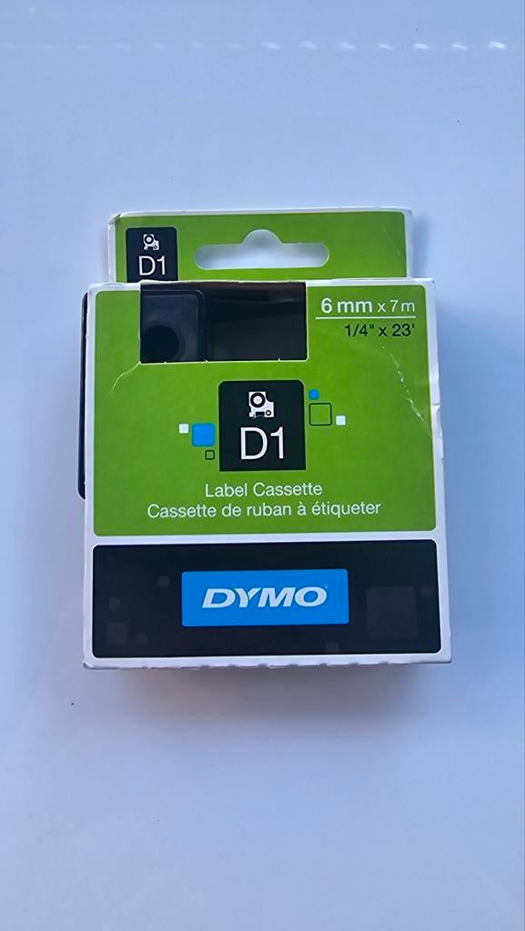Dymo D1 Label Cassette 6mm x 7m Zwart op Transparant, Computers en Software, Labelprinters, Ophalen of Verzenden, Nieuw, Tape-label