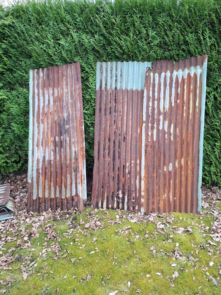 Vintage blikken golfplaat voor wandafwerking, Ophalen, Gebruikt, Overige materialen