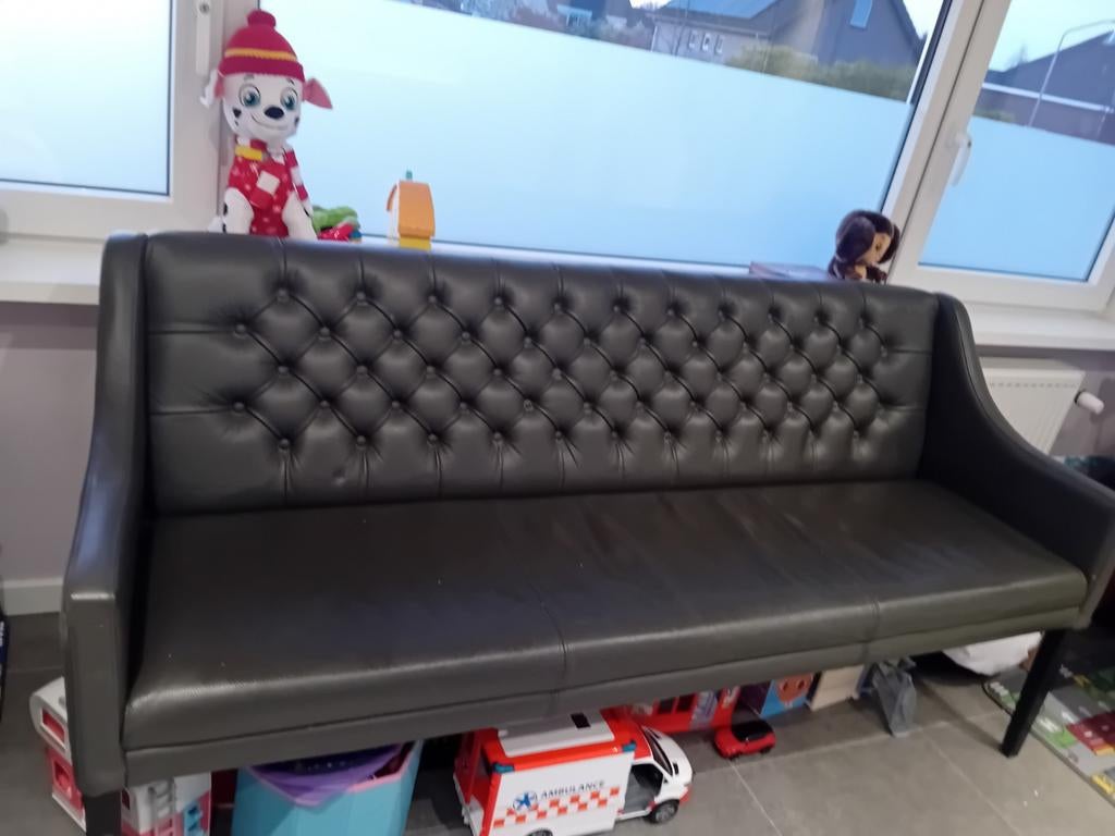 Leren eetkamerbank  Goossens 180x65, ziet hoogte ongev. 45c, Modern, Klassiek, Gebruikt, Driepersoons, Ophalen of Verzenden