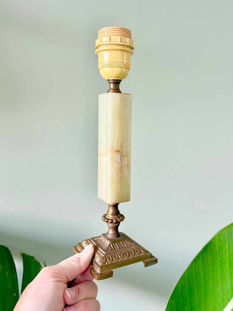 Vintage messing marmeren onyx lampenvoet tafellamp, Ophalen of Verzenden, Gebruikt