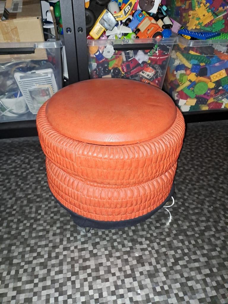 Poef oranje, Huis en Inrichting, Banken | Voetenbanken en Poefen, Ophalen, Minder dan 50 cm, Rond, Minder dan 50 cm