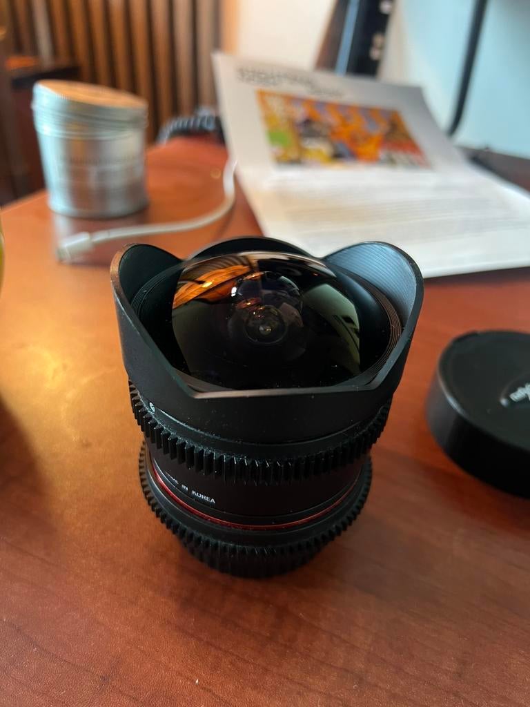 Walimex Pro 8mm fisheye lens T3.8 CS fisheye ii - Canon fit, Ophalen of Verzenden, Zo goed als nieuw, Groothoek Fisheye-lens