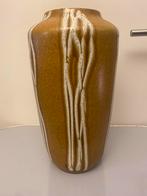 Vintage Druipglazuur Vaas - Bruin & Wit - Duits Retro Vaas., Antiek en Kunst, Antiek | Vazen, Ophalen of Verzenden