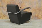 AlsNIEUW donkergrijze stoffen Leolux Scylla design fauteuil!, Minder dan 75 cm, Design, Zo goed als nieuw, 50 tot 75 cm