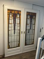 Mooie set schuifdeuren 164,5x211,5cm +glas in lood.Met rail., Ophalen, Gebruikt, 120 cm of meer, Binnendeur