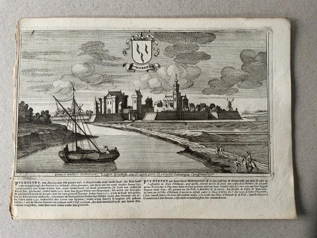 Gravure Purmerend 1674, Antiek en Kunst, Kunst | Etsen en Gravures, Verzenden