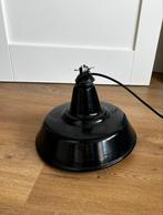 Zwarte vintage fabriekslamp hanglamp, Huis en Inrichting, Lampen | Lampenkappen, Ophalen, Gebruikt, Rond