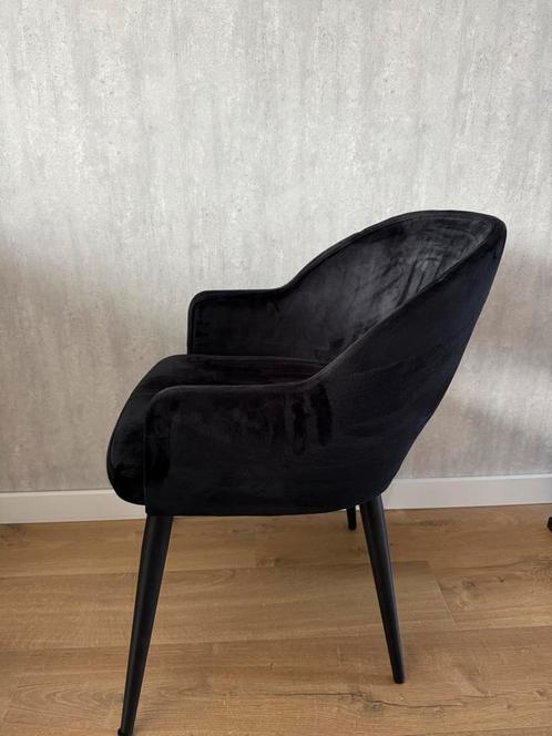 Zwarte Velvet Eetkamerstoelen (2), Huis en Inrichting, Stoelen, Zo goed als nieuw, Eén, Metaal, Stof, Zwart, Ophalen