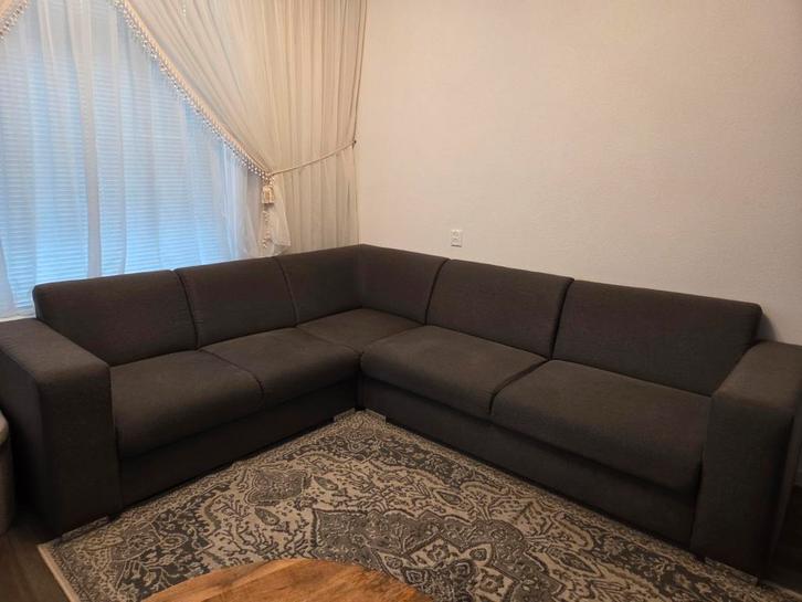 Hoekbank grijs/bruin. Stof. Zsm ophalen., Huis en Inrichting, Banken | Complete zithoeken, Gebruikt, Stof, Ophalen