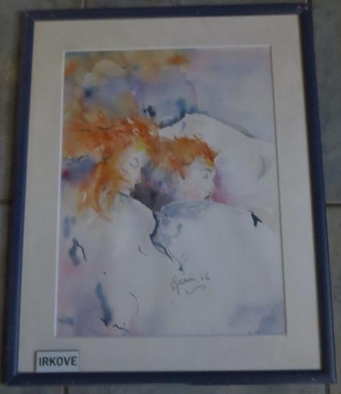 NACHTRUST * MODERNE AQUAREL * In Lijst *, Antiek en Kunst, Kunst | Schilderijen | Modern, Ophalen of Verzenden