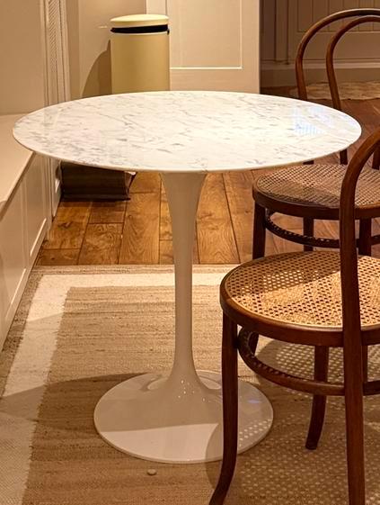 Ronde marmeren design eettafel, Huis en Inrichting, Tafels | Eettafels, Zo goed als nieuw, 50 tot 100 cm, 50 tot 100 cm, Vier personen