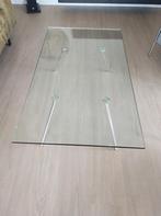 Design glazen salontafel Maupertuus, Huis en Inrichting, Ophalen, 100 tot 150 cm, 50 tot 100 cm, Glas