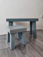 Bijzettafeltje/ krukje/ salontafeltje blauwgrijs/ lichtblauw, Minder dan 45 cm, Minder dan 55 cm, Ophalen of Verzenden, Zo goed als nieuw