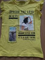 T.shirt citroengeel met plaatje DZine 116/122, Meisje, Ophalen of Verzenden, Zo goed als nieuw, Shirt of Longsleeve