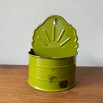 Emaille Antieke Appeltjesgroene Zoutvat, Zoutpot, Brocante, Antiek en Kunst, Ophalen of Verzenden