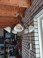 Koperen Hanglamp met 5 Armen, Huis en Inrichting, Lampen | Hanglampen, Gebruikt, Vintage, Ophalen of Verzenden, Glas