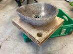 Riviersteen Waskom + Eikenplank & Kraan, Ophalen, Minder dan 50 cm, Nieuw, Minder dan 100 cm
