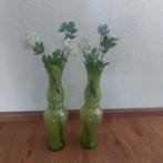 Groene glazen vazen, Huis en Inrichting, Woonaccessoires | Vazen, Ophalen, Minder dan 50 cm, Groen, Glas