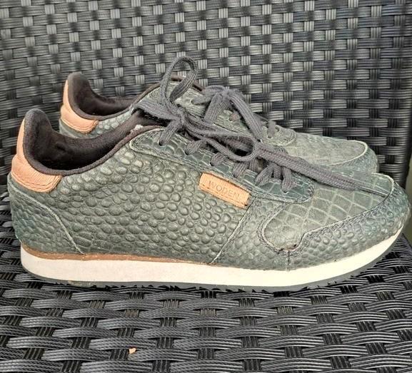 WODEN, Ydun sneakers , groen leren croc, mt 39, Kleding | Dames, Schoenen, Zo goed als nieuw, Schoenen met lage hakken, Groen
