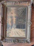 Schilderij: Winterlandschap door H. de Klerk, Antiek en Kunst, Kunst | Schilderijen | Klassiek, Ophalen of Verzenden